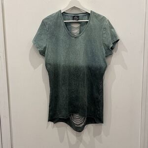 Grunge Style Ombre Tie Dye T Shirt With Cutout On The Back 3XL